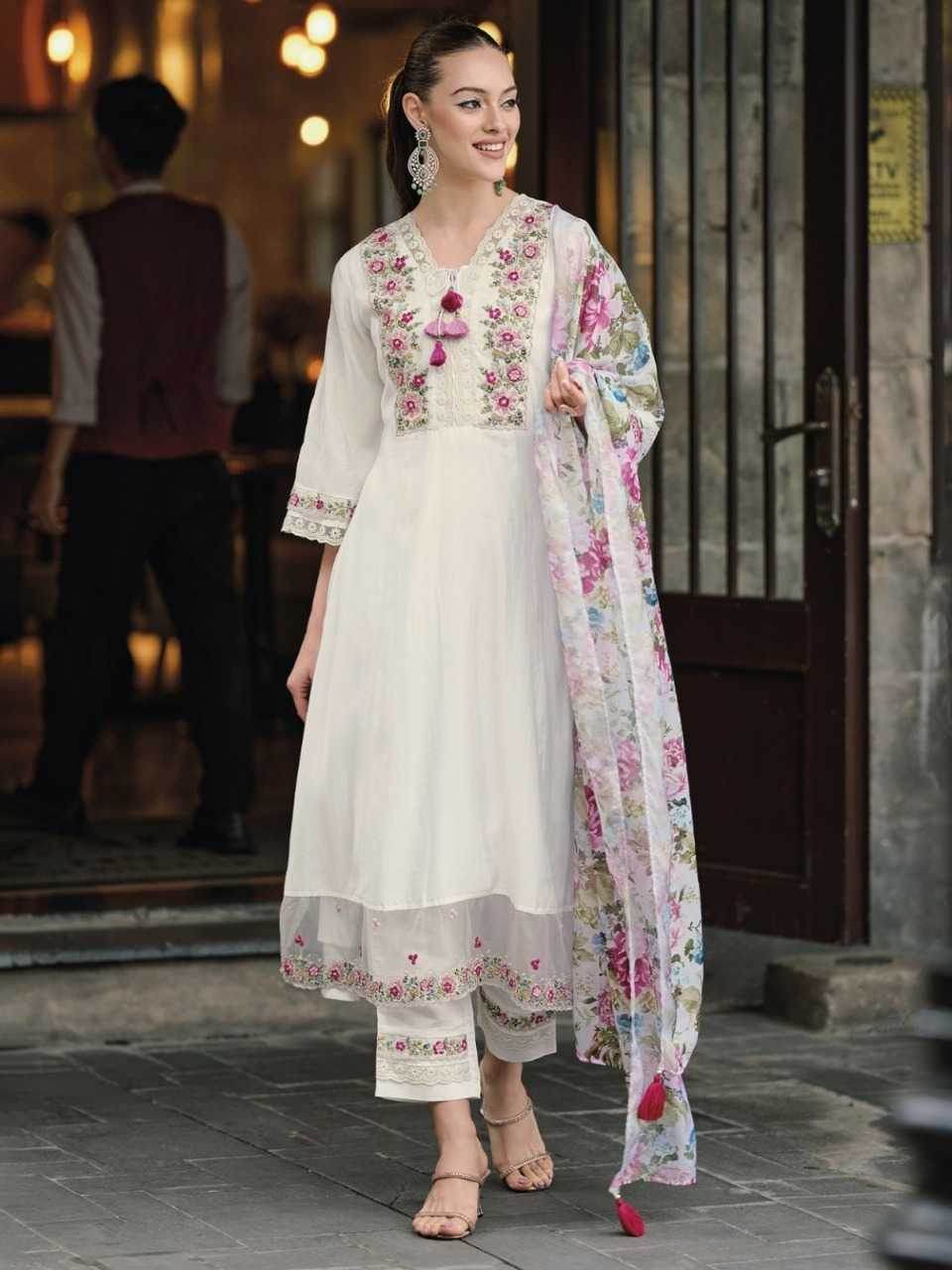Chanderi Cotton Embroidered Kurti - MYLUXURY LANE ENTERPRISE